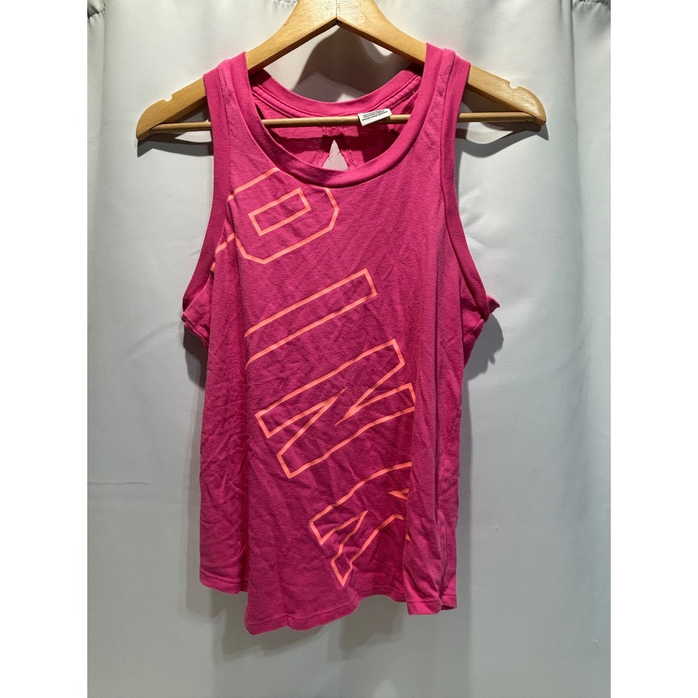 PINK Victoria's Secret Tank Top Womens XS Pink Logo Open Back Racerback Sleeves